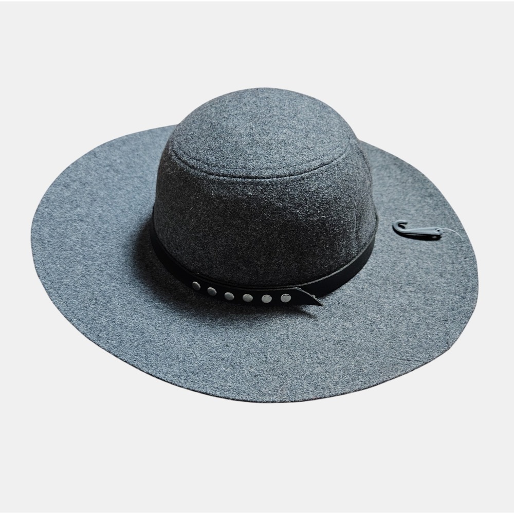 Cato Studded Leather Band Felt Floppy Hat OS Heather Gray Western Indie Edgy